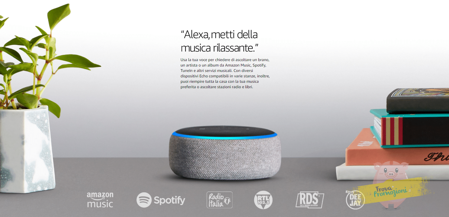 2×1 su Echo Dot: con il coupon ECHODOT2PACK hai due speaker al prezzo di uno!