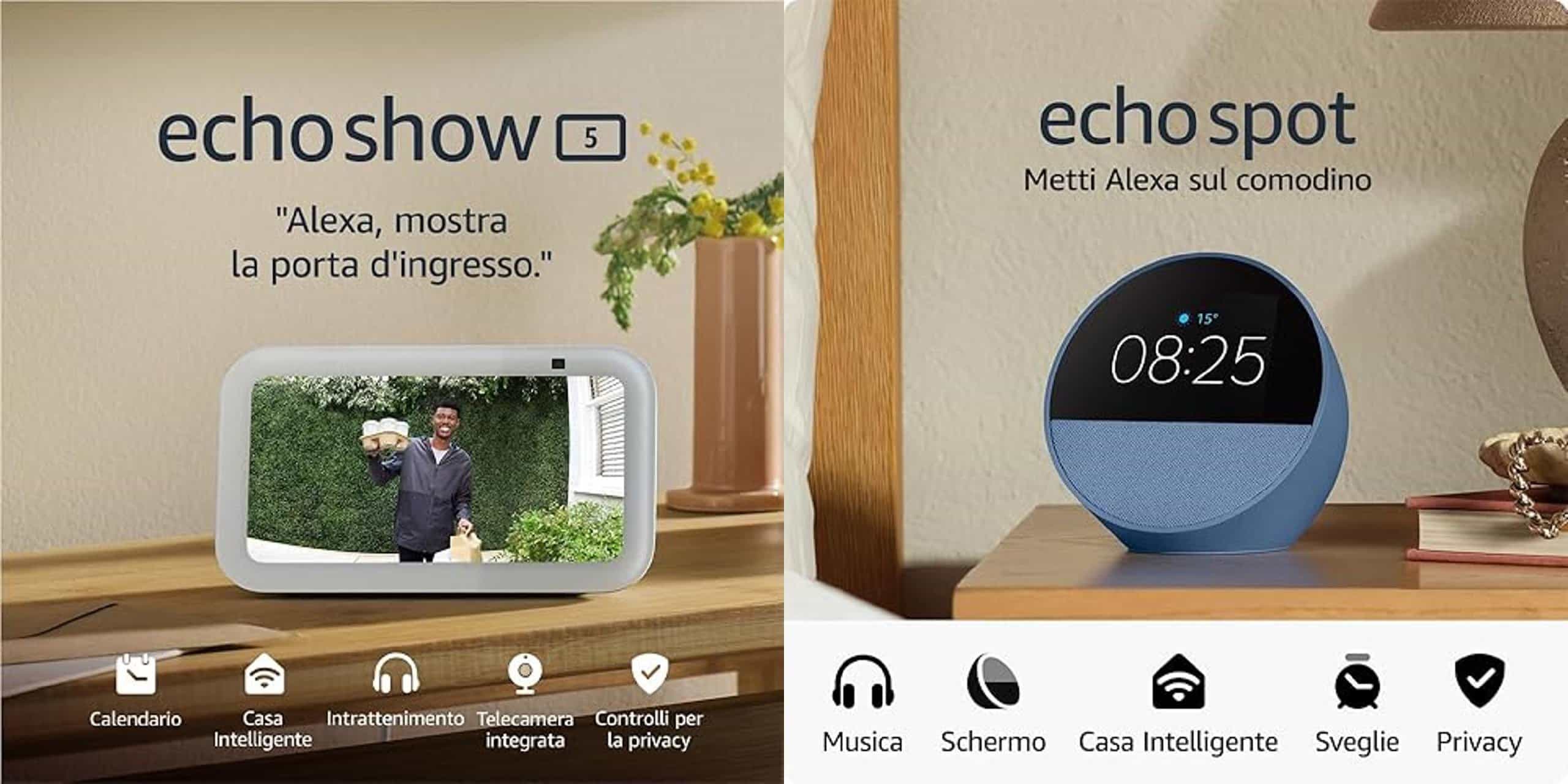 Offerta Echo 2×1: Echo Show 5 e Echo Spot in Promozione Black Friday Amazon