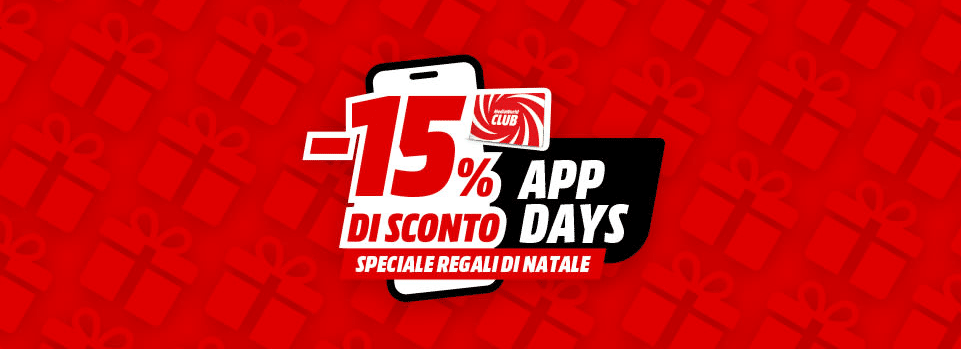 App Days MediaWorld: risparmia fino al 15% con la carta Club fino al 14 dicembre
